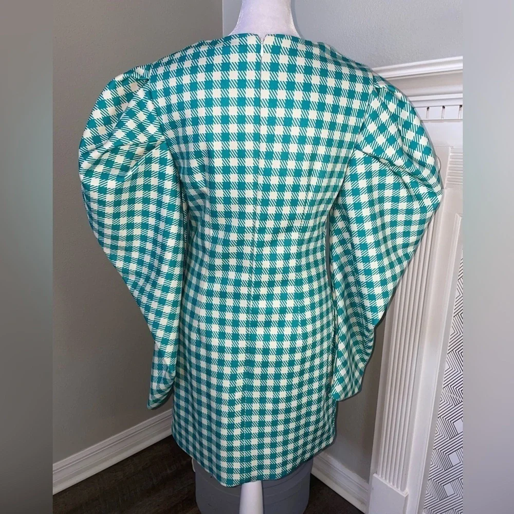Louise James Check-Pattern Puff-Sleeve Minidress - Picture 5 of 7